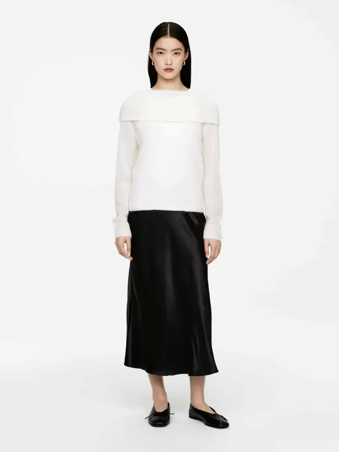 Bias-Cut Satin Skirt