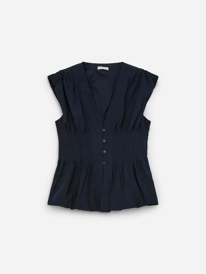 Bubble-Hem Pintuck Top