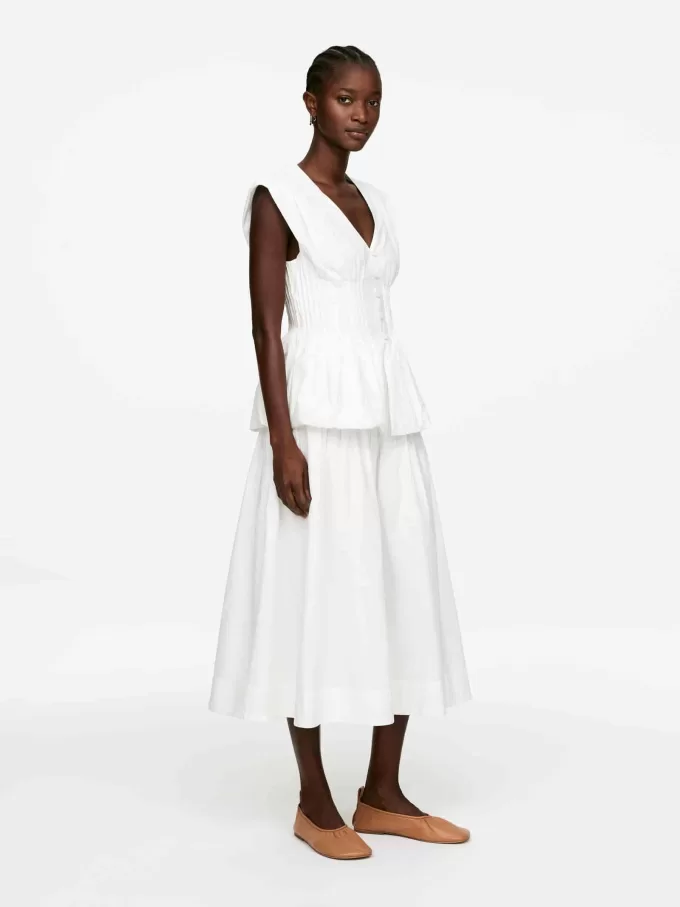 Bubble-Hem Pintuck Top