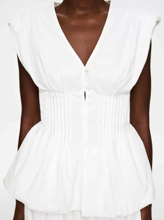 Bubble-Hem Pintuck Top