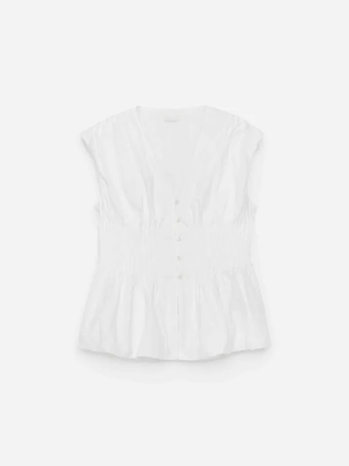 Bubble-Hem Pintuck Top