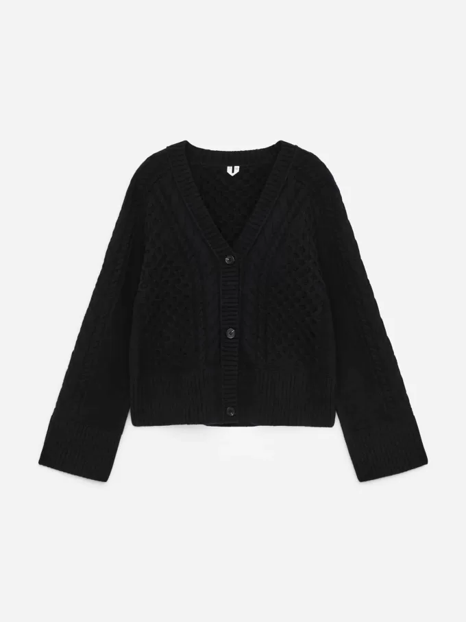 Cable-Knit Wool Cardigan