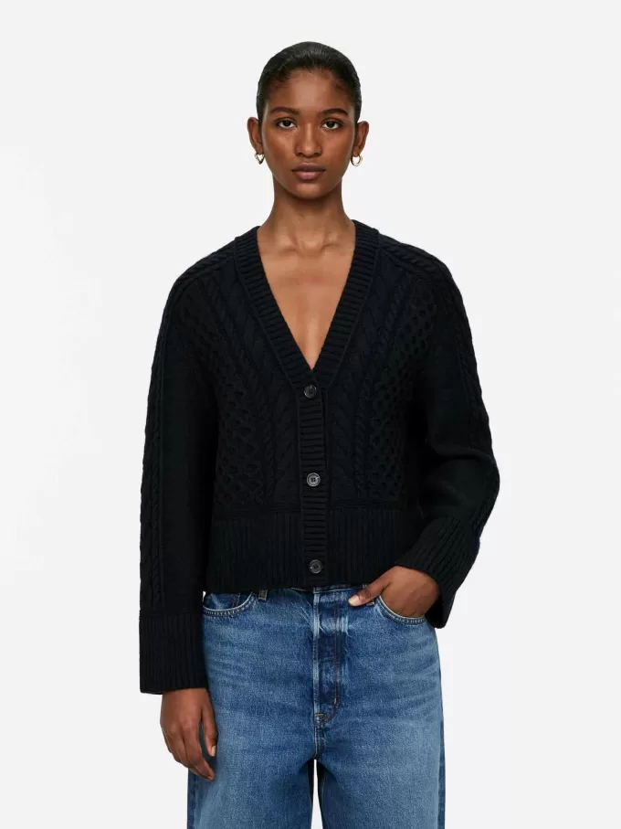 Cable-Knit Wool Cardigan