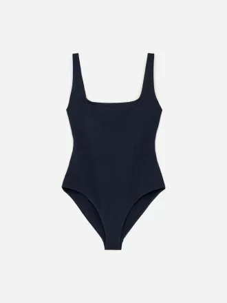 Crinkle Square Neck Swimsuit