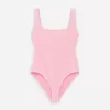 Crinkle Square Neck Swimsuit