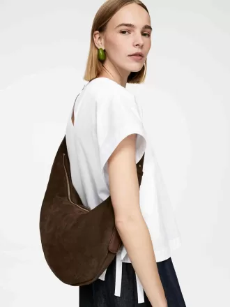 Curved Suede Bag