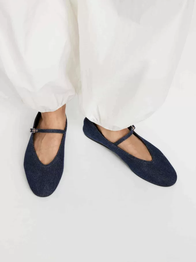 Denim Mary Jane Flats