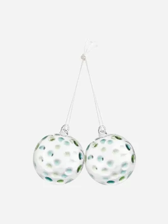 Dotted Glass Baubles Set of 2
