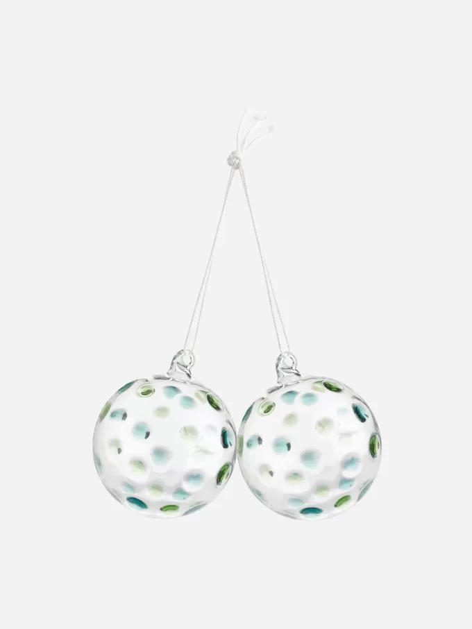 Dotted Glass Baubles Set of 2