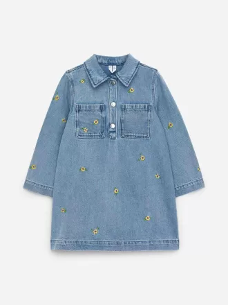 Embroidered Denim Dress