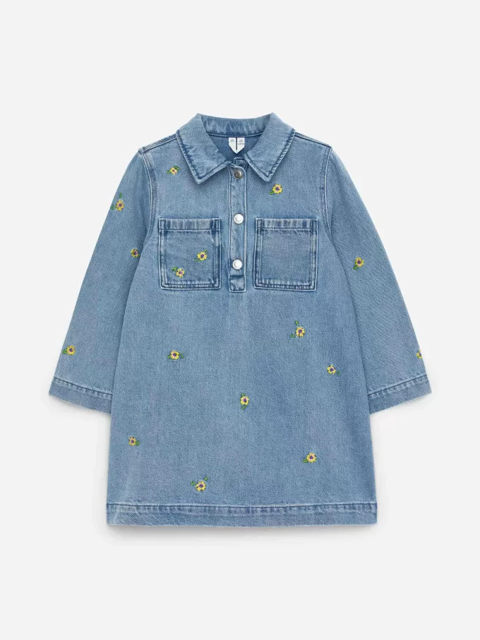 Embroidered Denim Dress