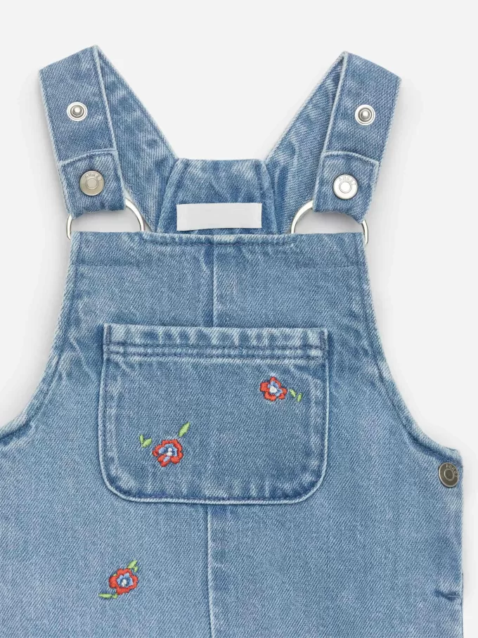 Embroidered Denim Dungarees