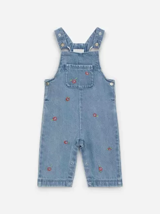 Embroidered Denim Dungarees