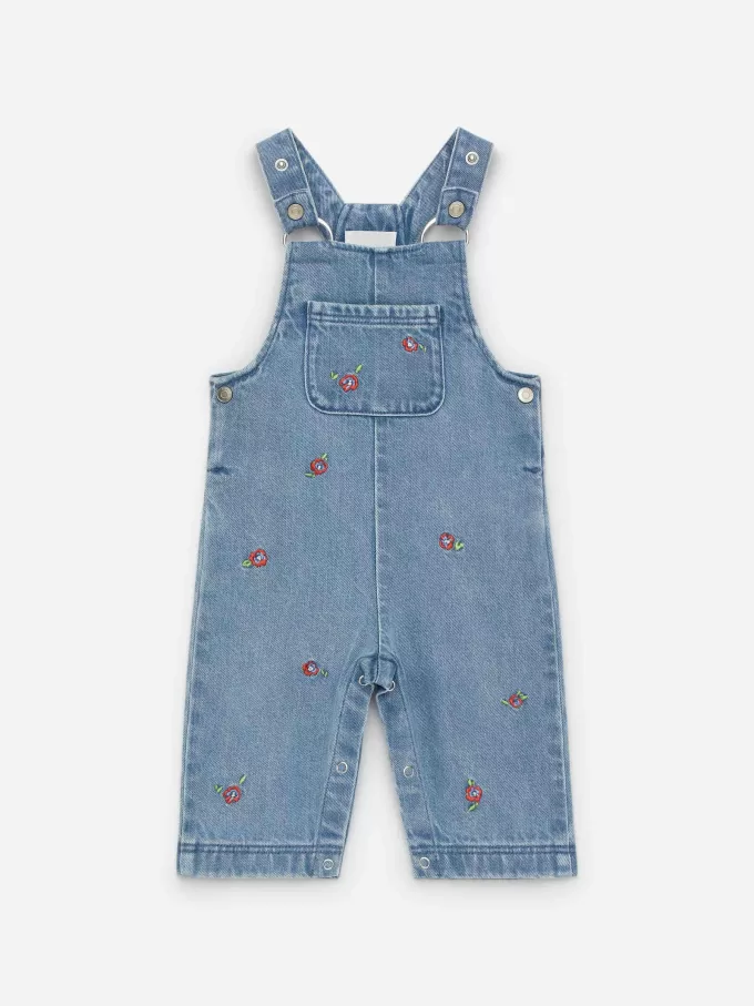 Embroidered Denim Dungarees