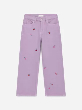 Embroidered Denim Trousers