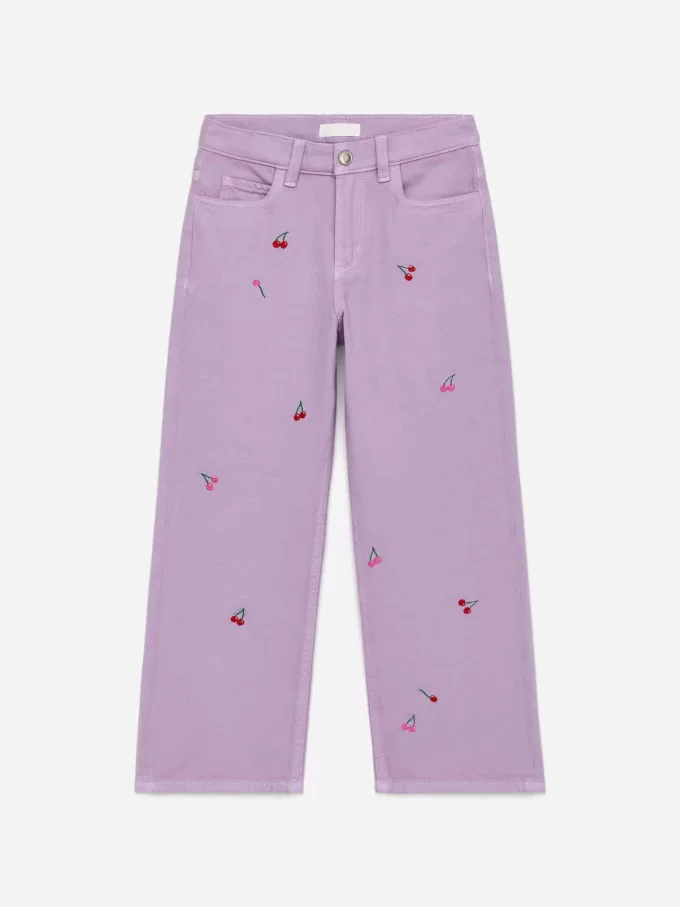 Embroidered Denim Trousers
