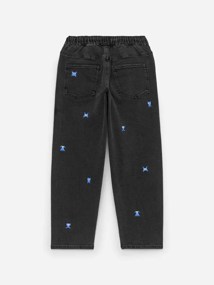 Embroidered Denim Trousers