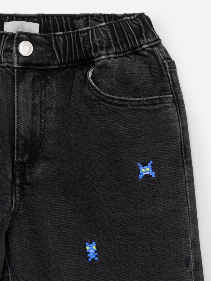 Embroidered Denim Trousers