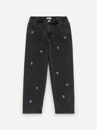 Embroidered Denim Trousers