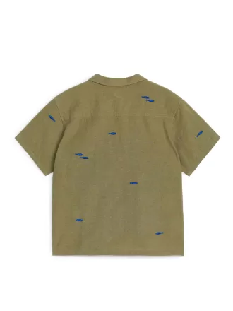 Embroidered Linen-Cotton Shirt