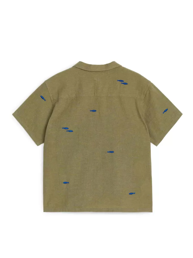 Embroidered Linen-Cotton Shirt
