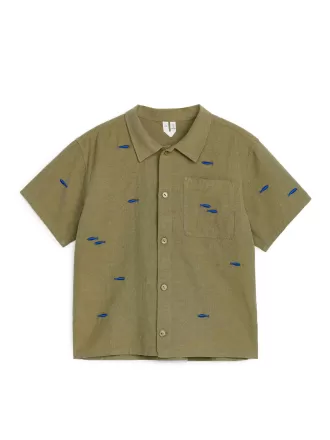 Embroidered Linen-Cotton Shirt