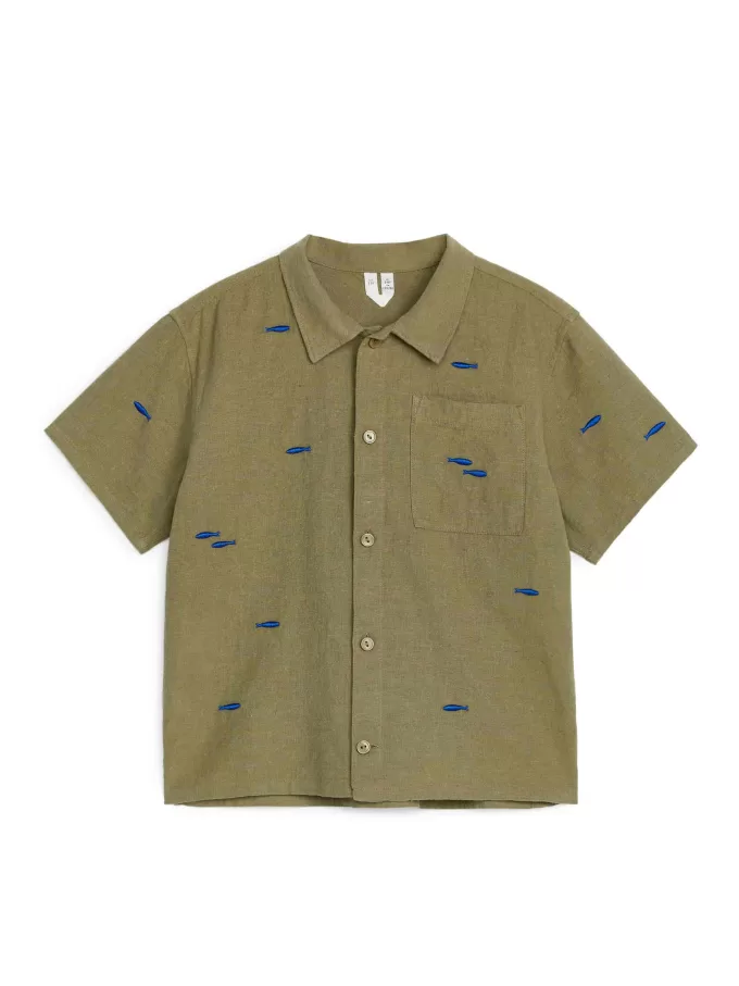 Embroidered Linen-Cotton Shirt