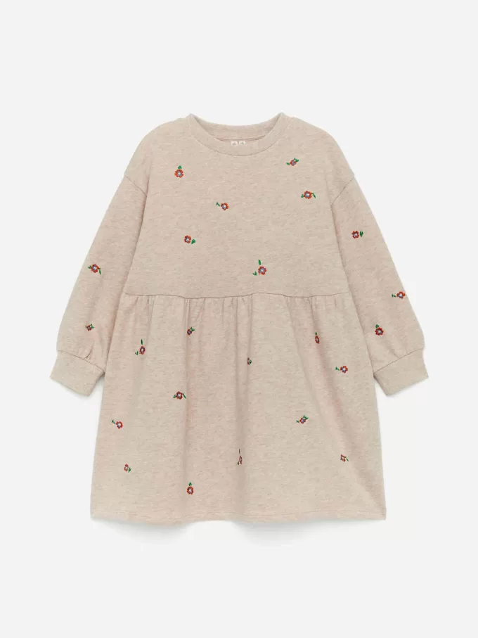 Embroidered Sweatshirt Dress