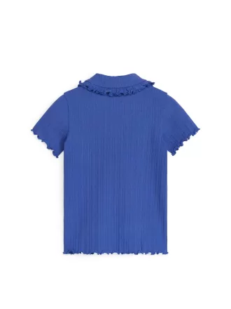 Frill-Collar Ribbed Jersey Top