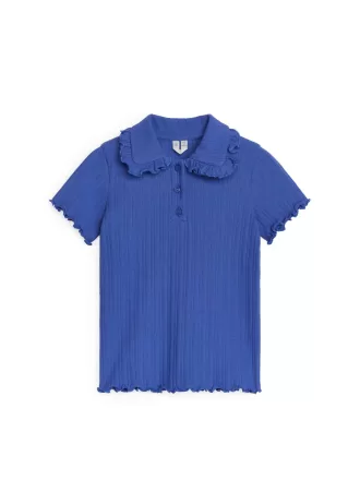 Frill-Collar Ribbed Jersey Top