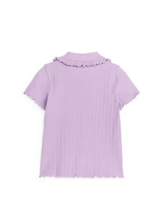 Frill-Collar Ribbed Jersey Top