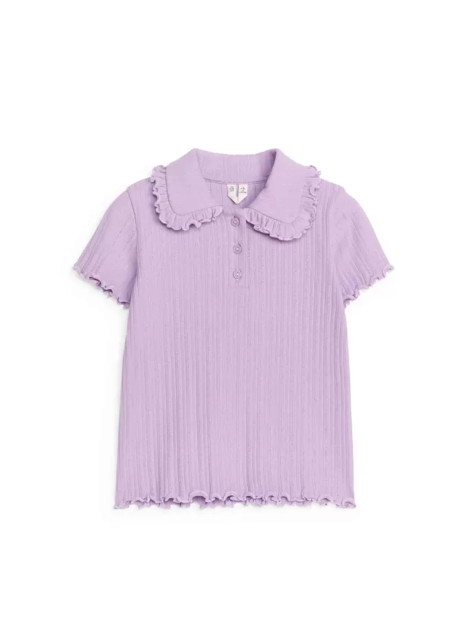 Frill-Collar Ribbed Jersey Top Frill-Collar Ribbed Jersey Top