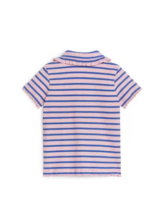 Frill-Collar Ribbed Jersey Top