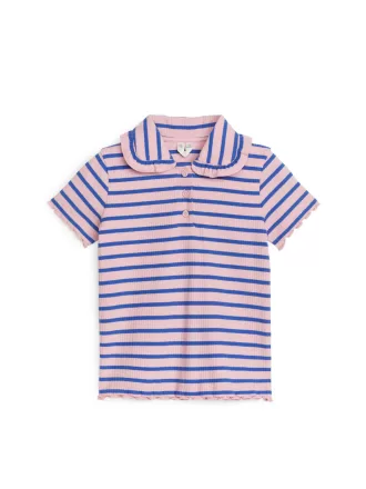 Frill-Collar Ribbed Jersey Top