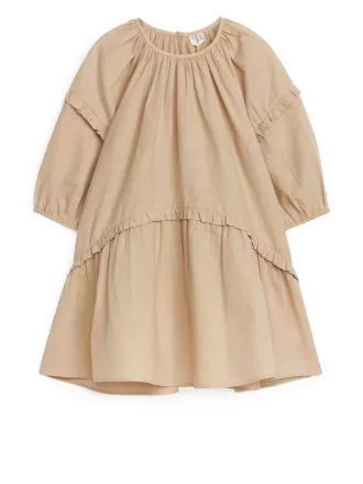 Frill Linen Blend Dress