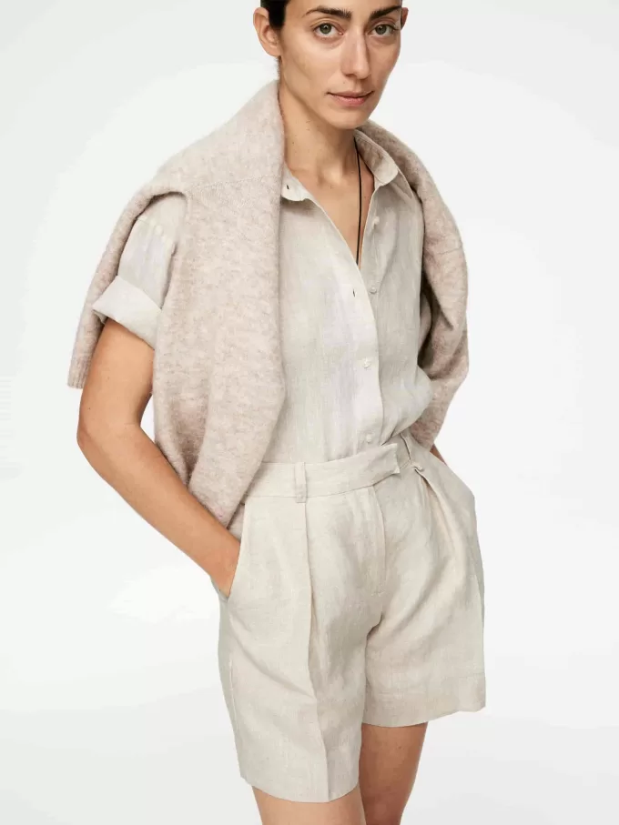 High Waist Linen Shorts