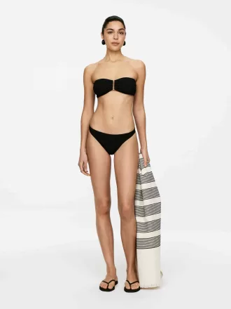 High-Waist Textured Bikini Briefs