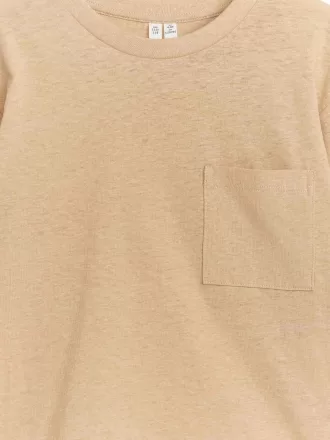 Linen-Blend Long Sleeve T-Shirt