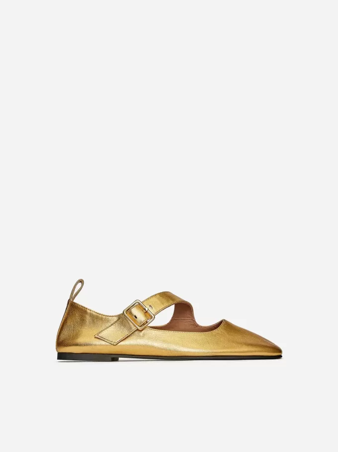 Metallic Mary Jane Flats