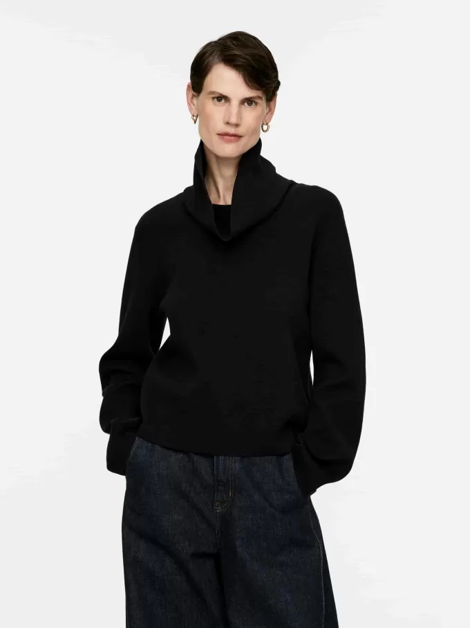 Mock-Neck Cotton Jumper