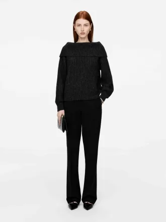Off-Shoulder Rib Jumper