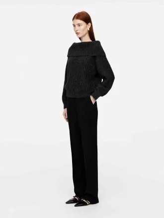 Off-Shoulder Rib Jumper
