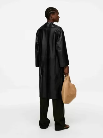 Open-Collar Leather Dress