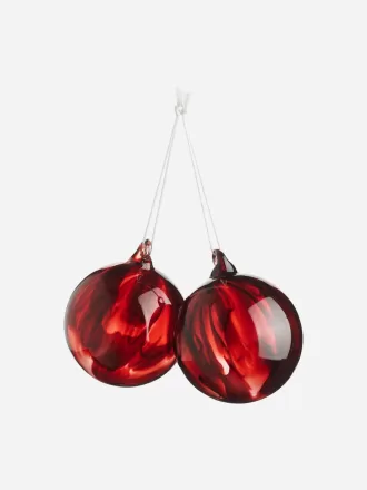 Painted Glass Baubles Set of 2