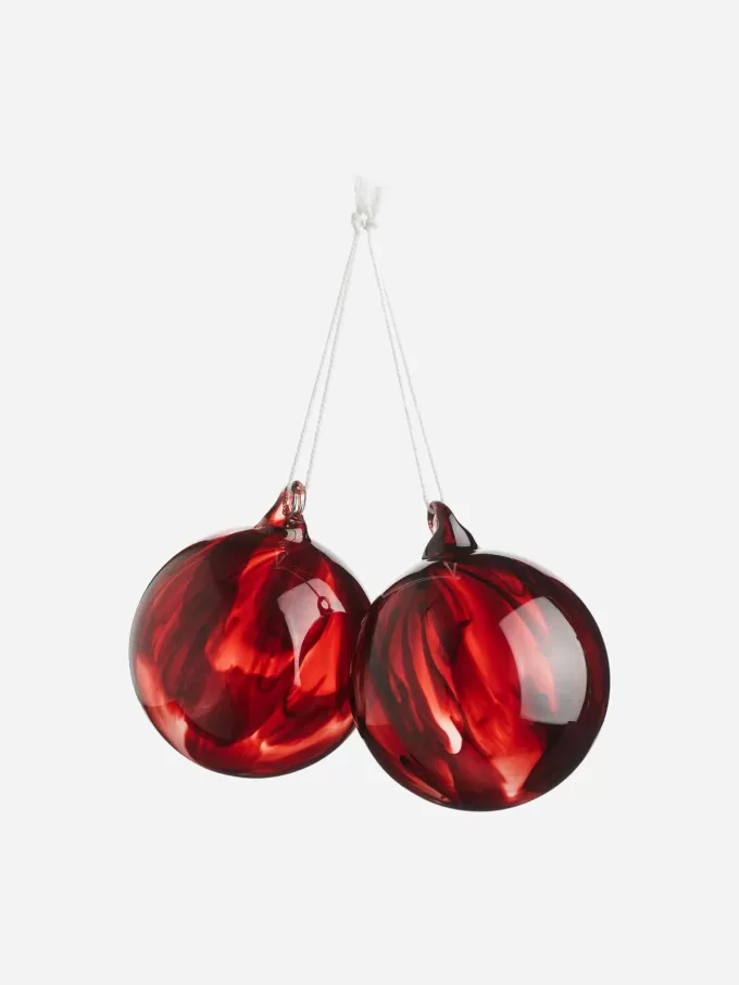 Painted Glass Baubles Set of 2