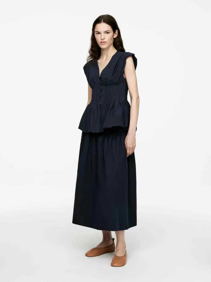 Pintuck Cotton Skirt