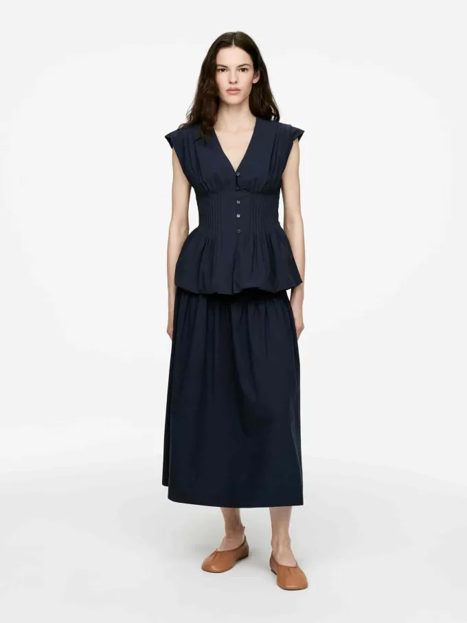 Pintuck Cotton Skirt