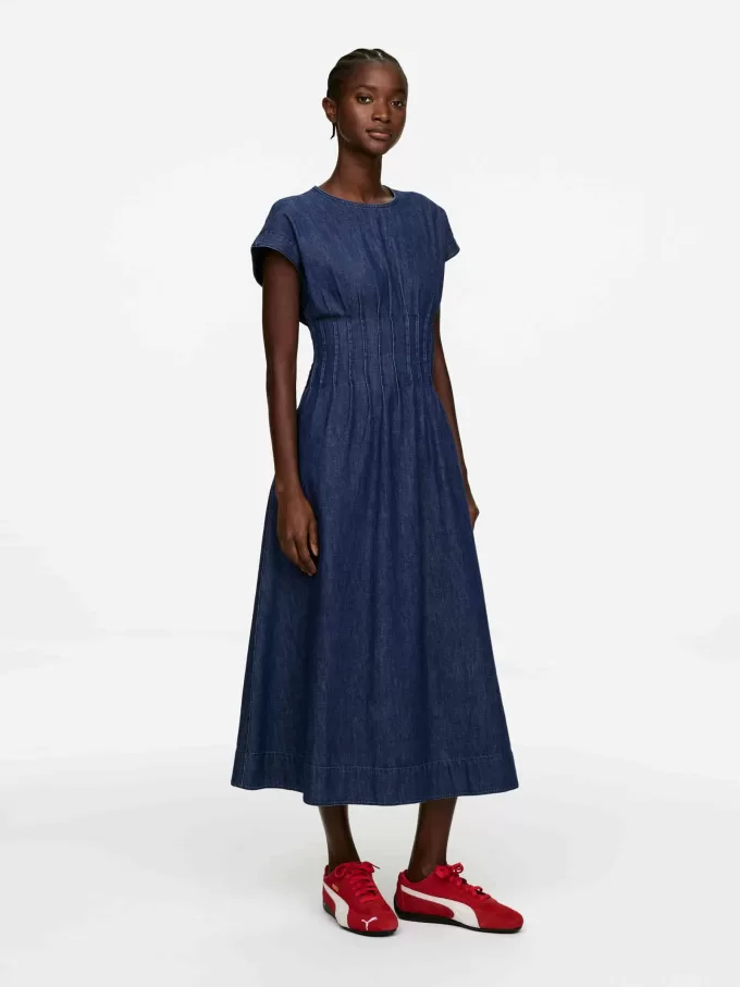 Pleated Denim Dress Pleated Denim Dress