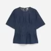 Pleated Denim Top