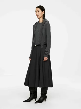 Pleated Wool Blend Skirt